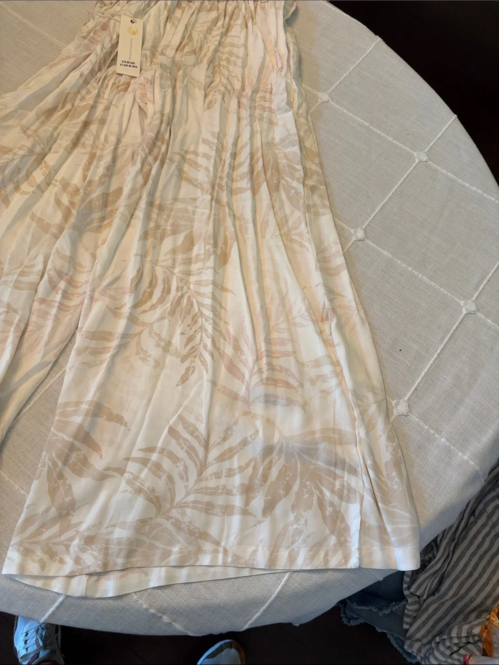 Ocean Drive Cream & Tan Wide-Leg Printed Jumpsuit Pants - Picture 3 of 4